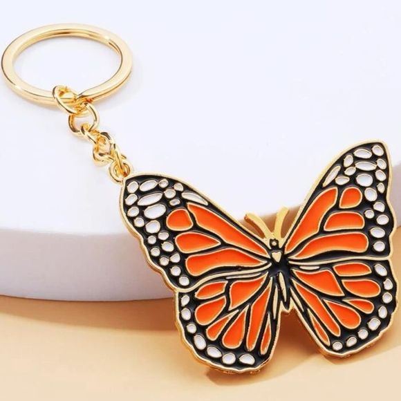 New Monarch Butterfly Keychain Purse Charm Affordable Gift Present Orange - Picture 1 of 6